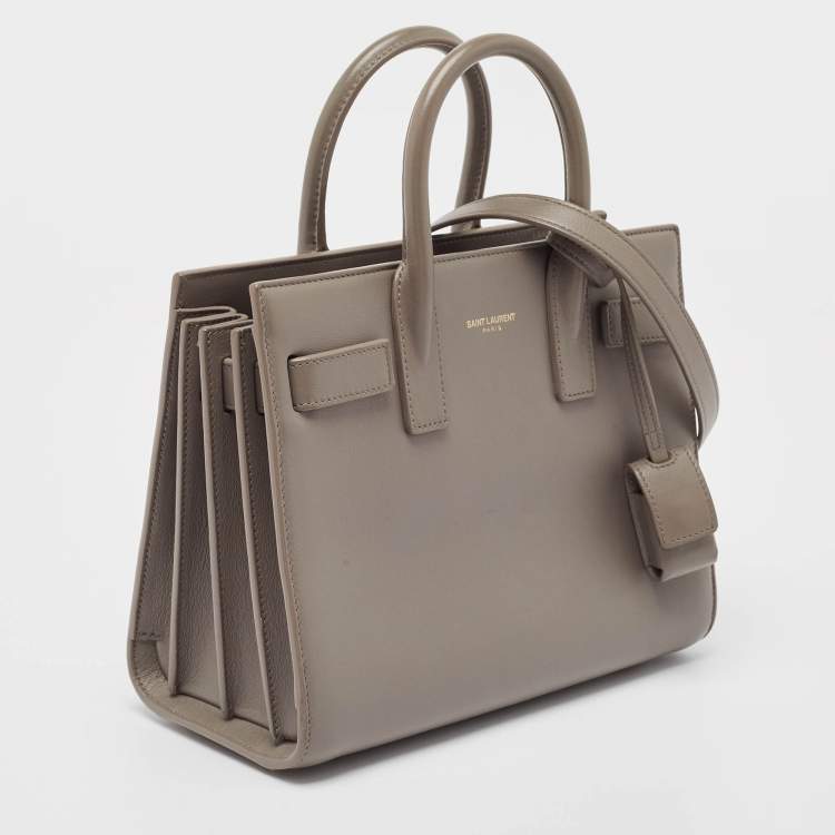 Pre Owned Saint Laurent Grey Leather Nano Classic Sac De Jour Tote