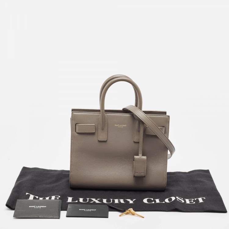 Pre Owned Saint Laurent Grey Leather Nano Classic Sac De Jour Tote