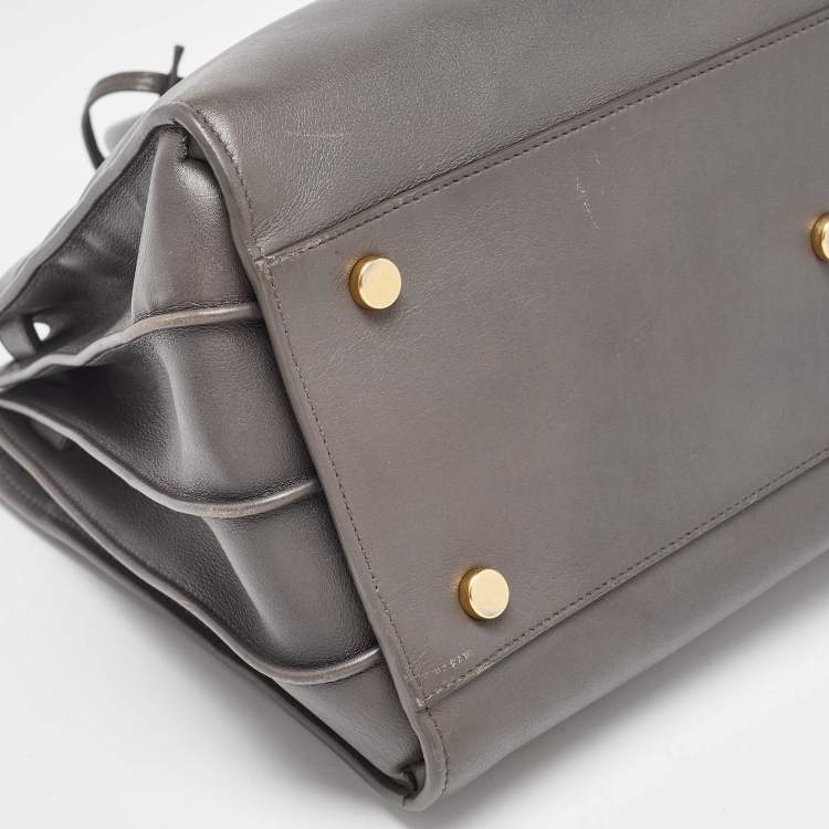 Pre Owned Saint Laurent Grey Leather Small Classic Sac De Jour Tote