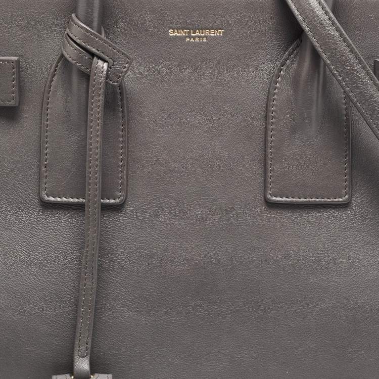 Pre Owned Saint Laurent Grey Leather Small Classic Sac De Jour Tote