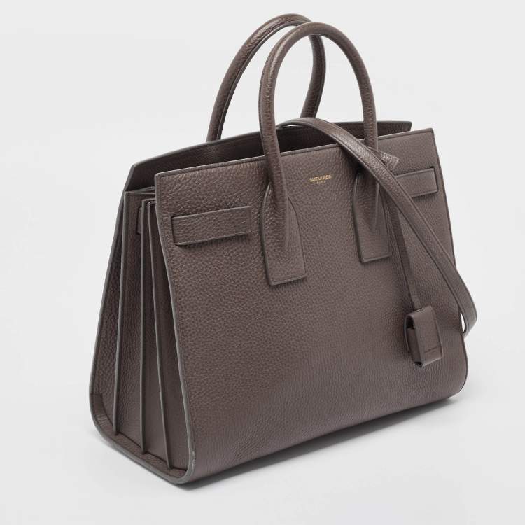 Pre Owned Saint Laurent Grey Leather Small Classic Sac De Jour Tote