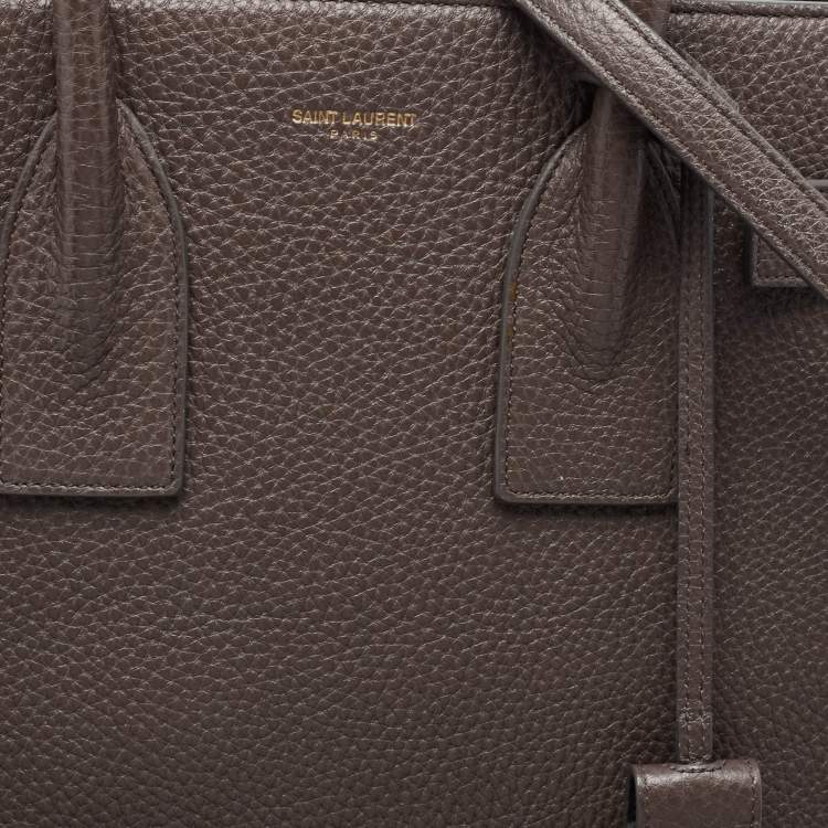 Pre Owned Saint Laurent Grey Leather Small Classic Sac De Jour Tote
