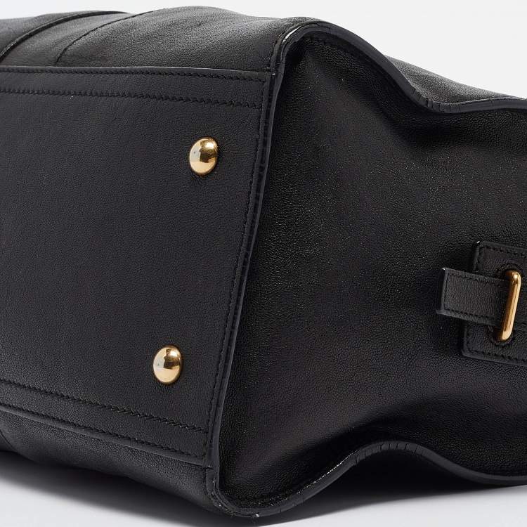 Pre Owned Saint Laurent Black Leather Small Ligne Y Cabas Chyc Tote