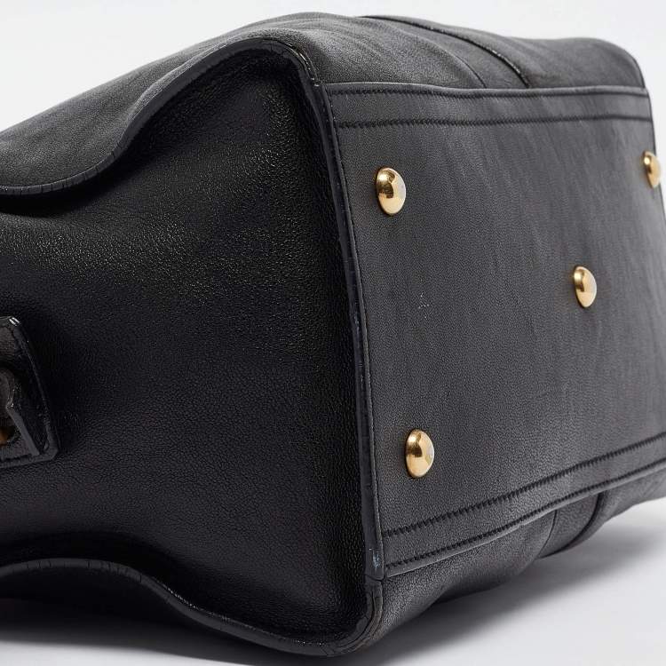 Pre Owned Saint Laurent Black Leather Small Ligne Y Cabas Chyc Tote