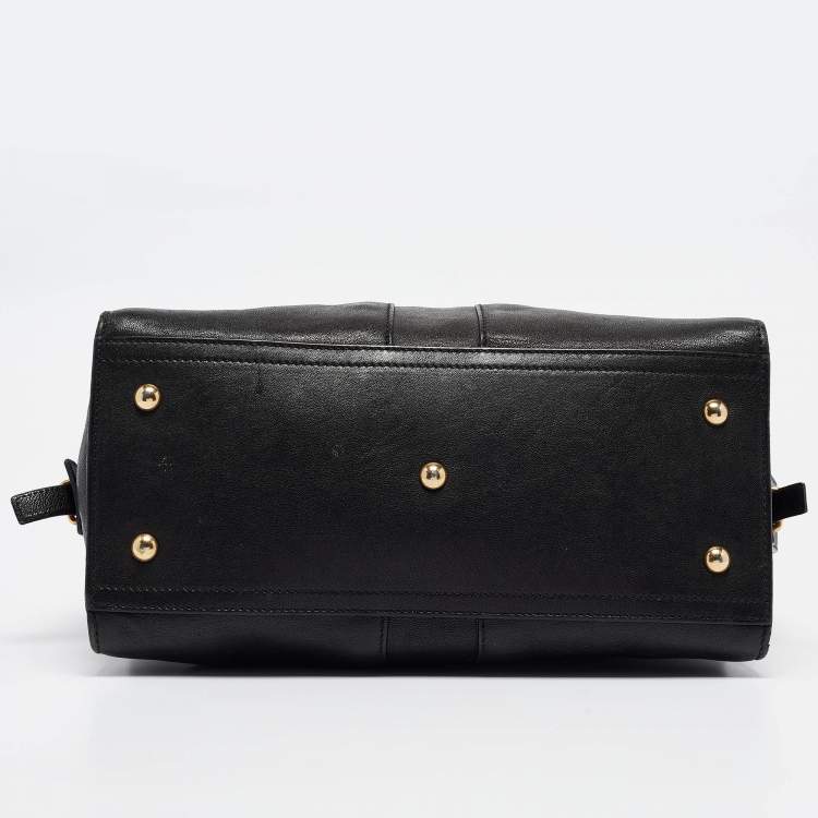 Pre Owned Saint Laurent Black Leather Small Ligne Y Cabas Chyc Tote