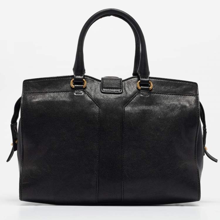 Pre Owned Saint Laurent Black Leather Small Ligne Y Cabas Chyc Tote