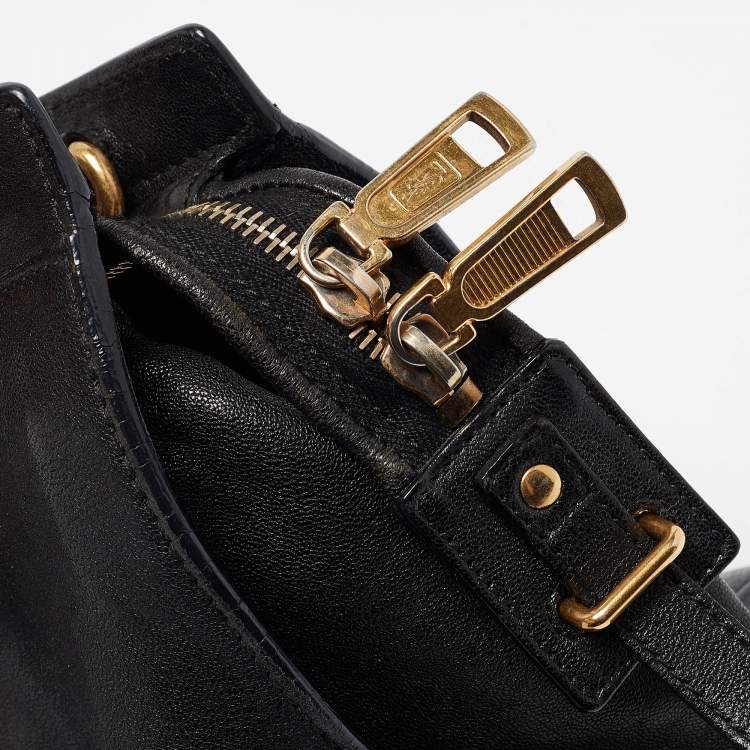 Pre Owned Saint Laurent Black Leather Small Ligne Y Cabas Chyc Tote