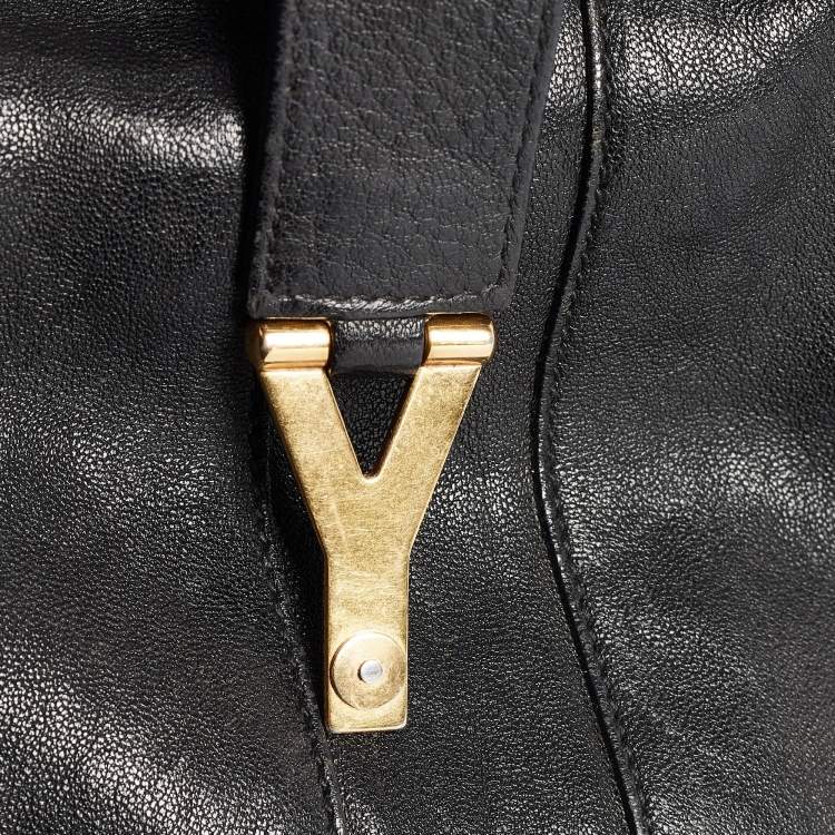 Pre Owned Saint Laurent Black Leather Small Ligne Y Cabas Chyc Tote
