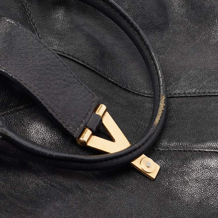 Pre Owned Saint Laurent Black Leather Small Ligne Y Cabas Chyc Tote
