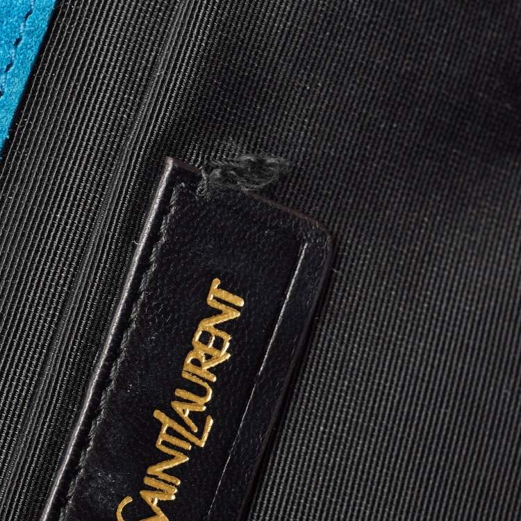 مملوكة مسبقًا Saint Laurent Teal Green Patent Leather Y Line Clutch