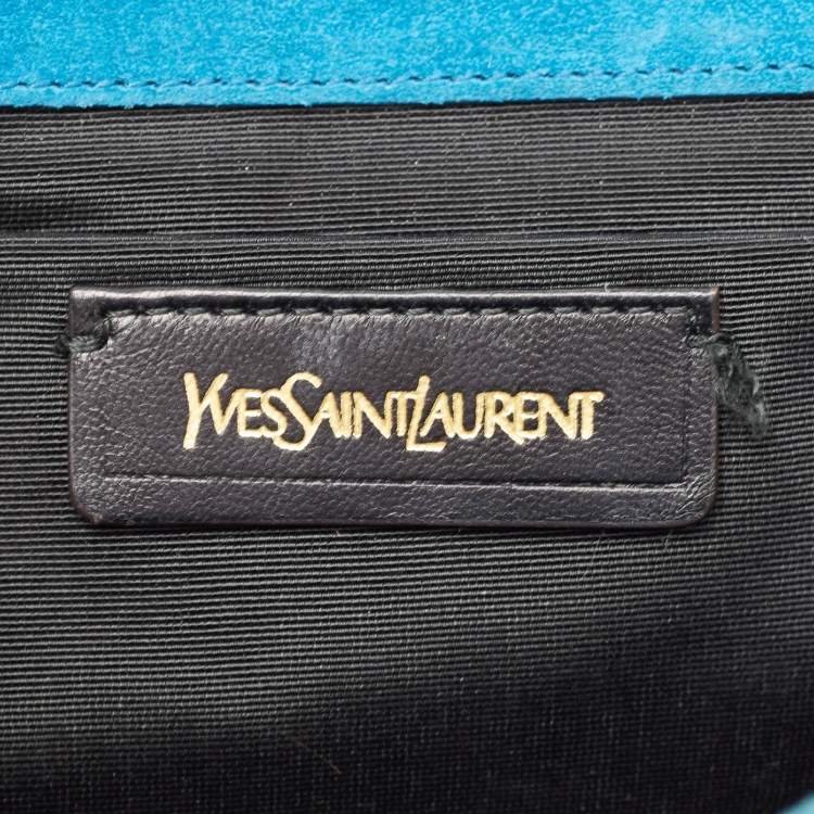 مملوكة مسبقًا Saint Laurent Teal Green Patent Leather Y Line Clutch