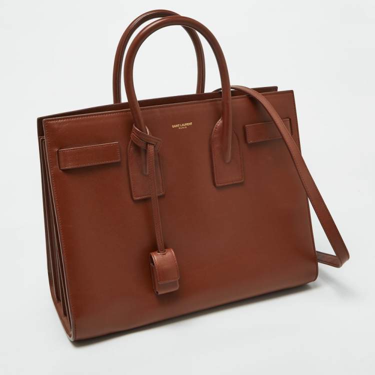 Pre Owned Saint Laurent Brown Leather Small Classic Sac De Jour Tote