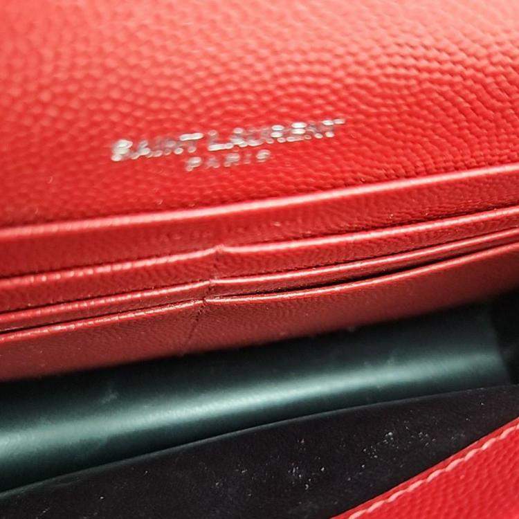 Pre Owned Saint Laurent Red Leather Cassandra Mini Crossbody Bag