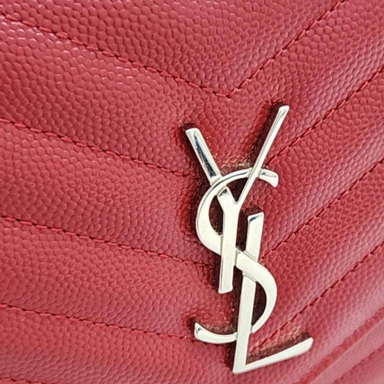 Pre Owned Saint Laurent Red Leather Cassandra Mini Crossbody Bag