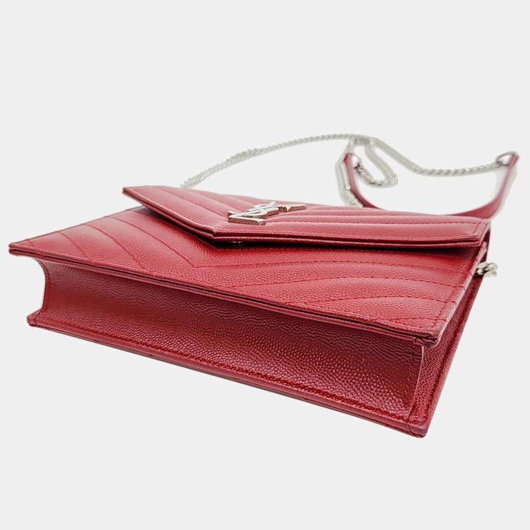 Pre Owned Saint Laurent Red Leather Cassandra Mini Crossbody Bag