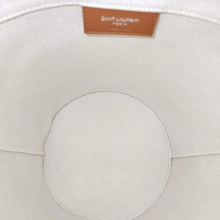 Pre Owned Saint Laurent White Leather Rive Gauche Bucket Bag