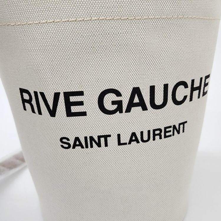 Pre Owned Saint Laurent White Leather Rive Gauche Bucket Bag