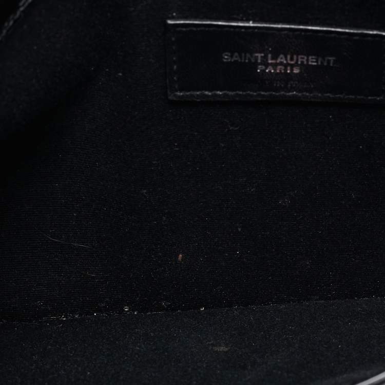 Pre Owned Saint Laurent Black Croc Embossed Leather Uptown Clutch