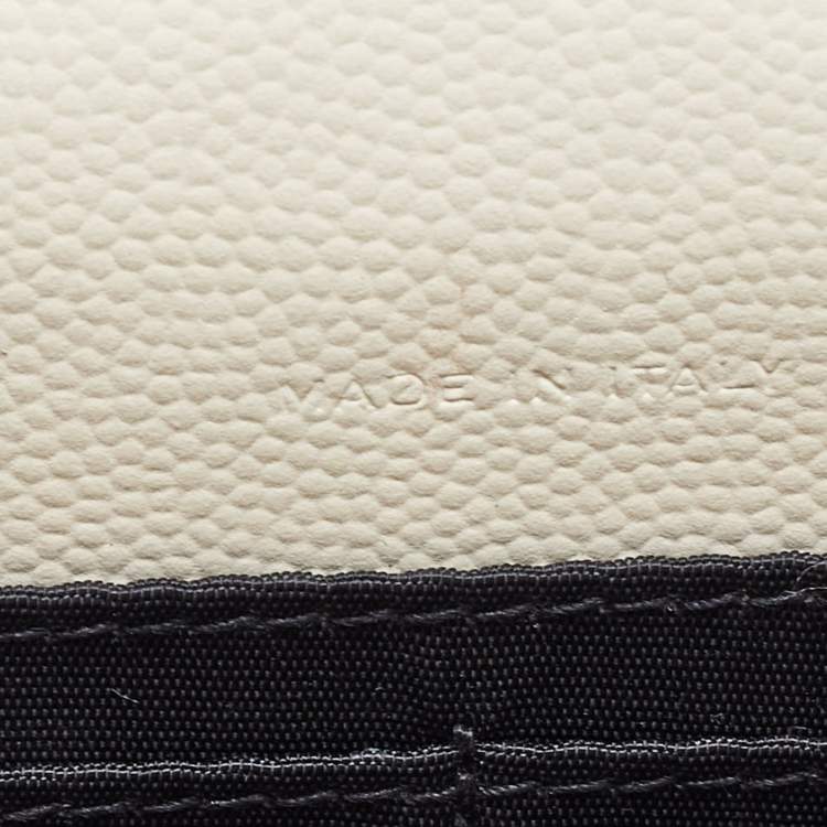 Pre Owned Saint Laurent Cream Matelassé Leather Monogram Envelope Wallet on Chain