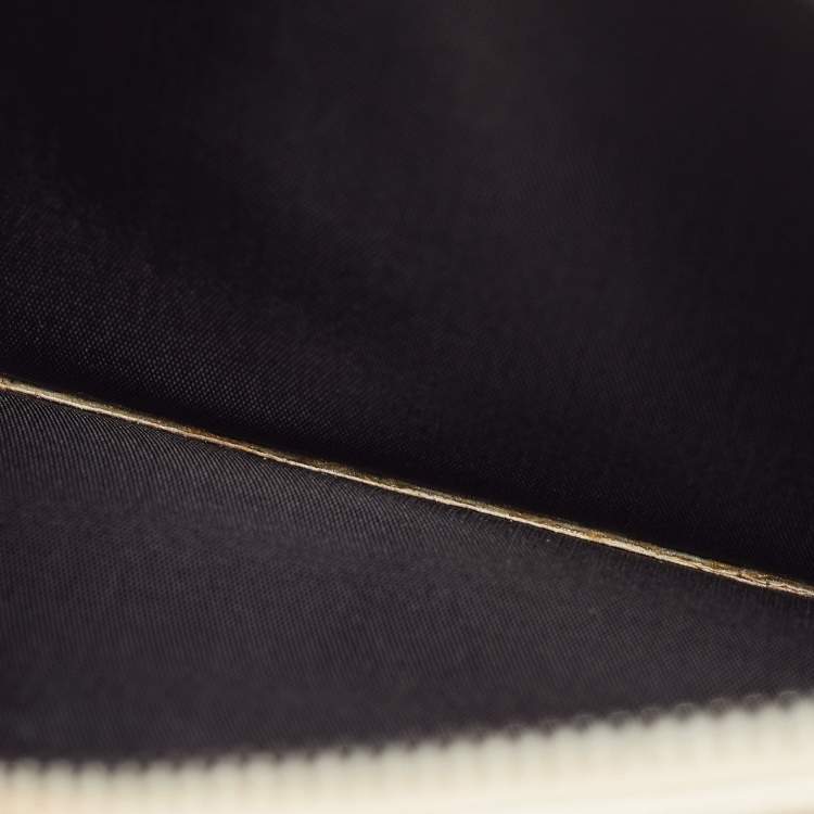 Pre Owned Saint Laurent Cream Matelassé Leather Monogram Envelope Wallet on Chain