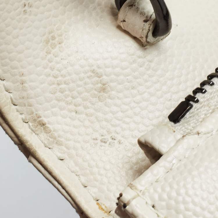 Pre Owned Saint Laurent Cream Matelassé Leather Monogram Envelope Wallet on Chain