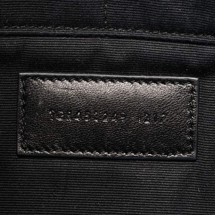 Pre Owned Saint Laurent Black Croc Embossed Leather Monogram Zip Pouch