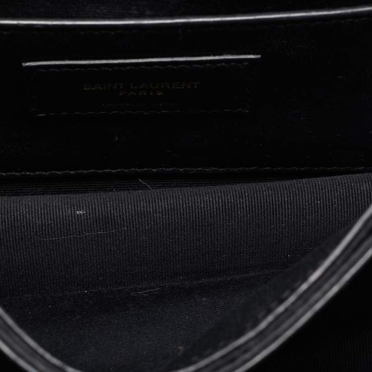 Pre Owned Saint Laurent Black Croc Embossed Leather Sunset Shoulder Bag