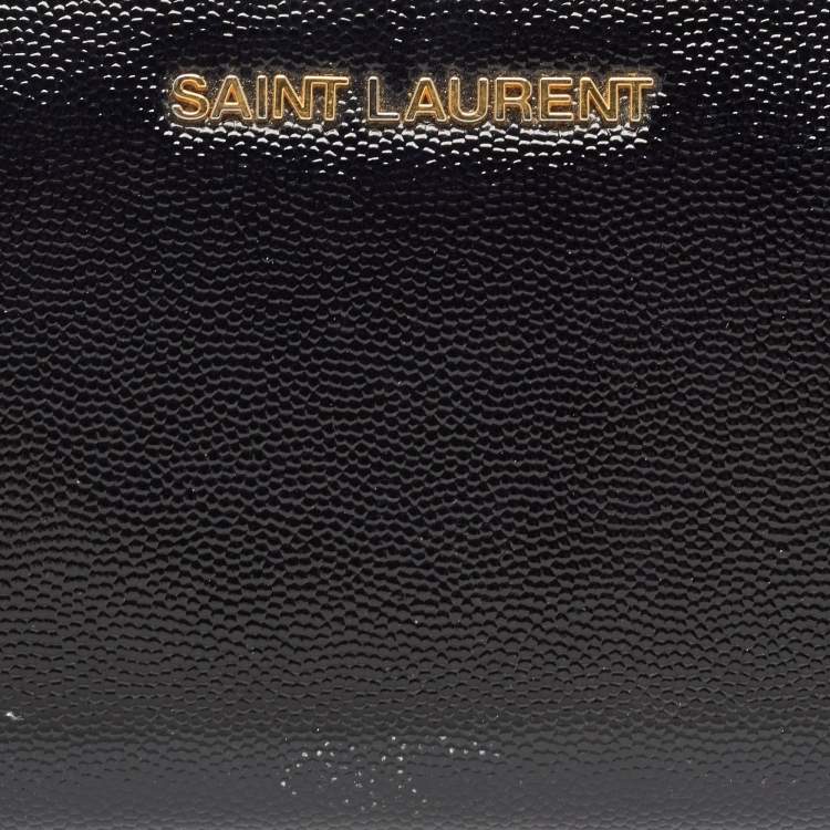 Pre Owned Saint Laurent Black Patent Leather Rive Gauche Zip Continental Wallet