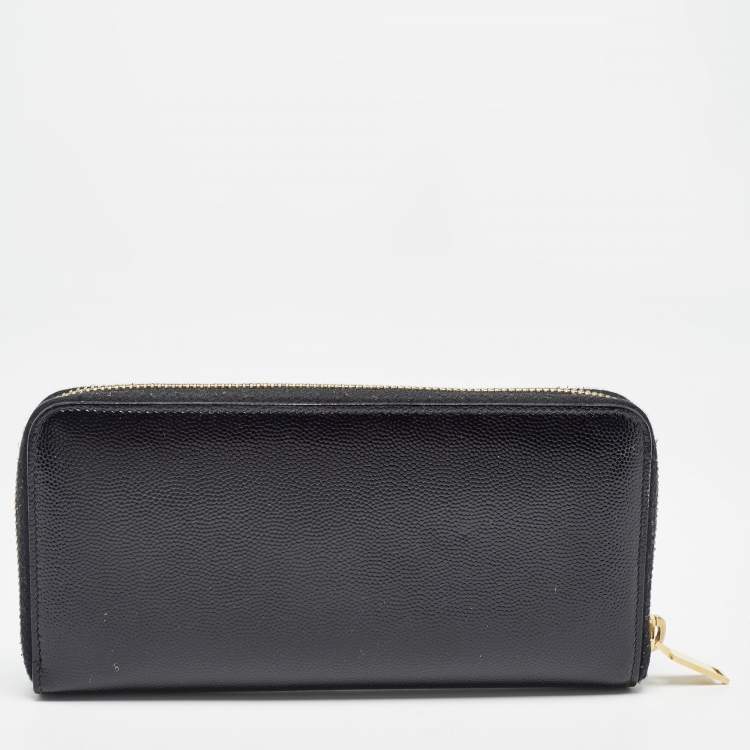 Pre Owned Saint Laurent Black Patent Leather Rive Gauche Zip Continental Wallet
