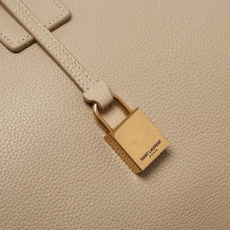 Pre Owned Saint Laurent Beige Leather Medium Supple Sac De Jour Tote