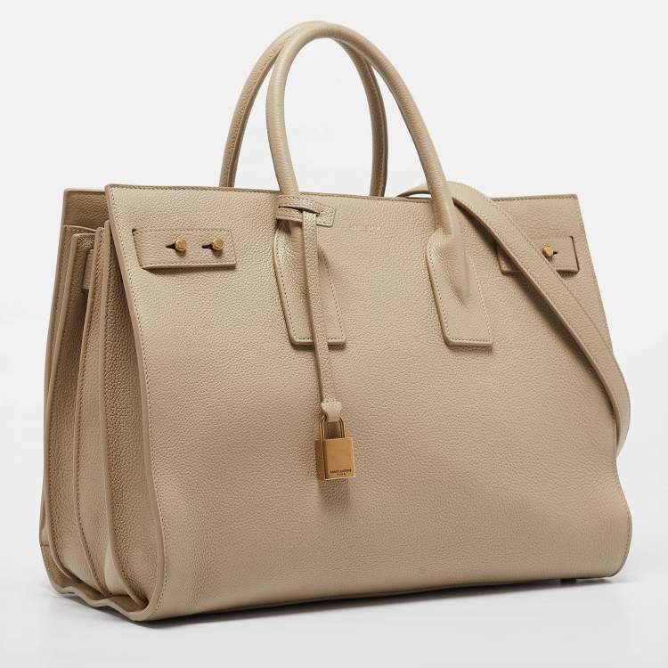 Pre Owned Saint Laurent Beige Leather Medium Supple Sac De Jour Tote