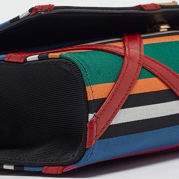 Pre Owned Saint Laurent Multicolor Leather and Fabric Medium Striped Kate Shoulder Bag