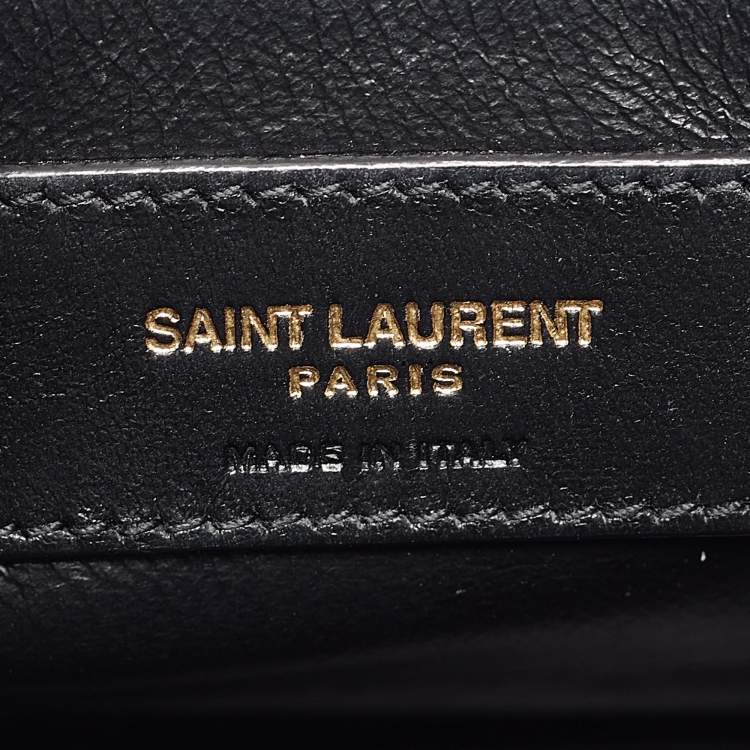 Pre Owned Saint Laurent Black Quilted Leather Victoire Chain Clutch 