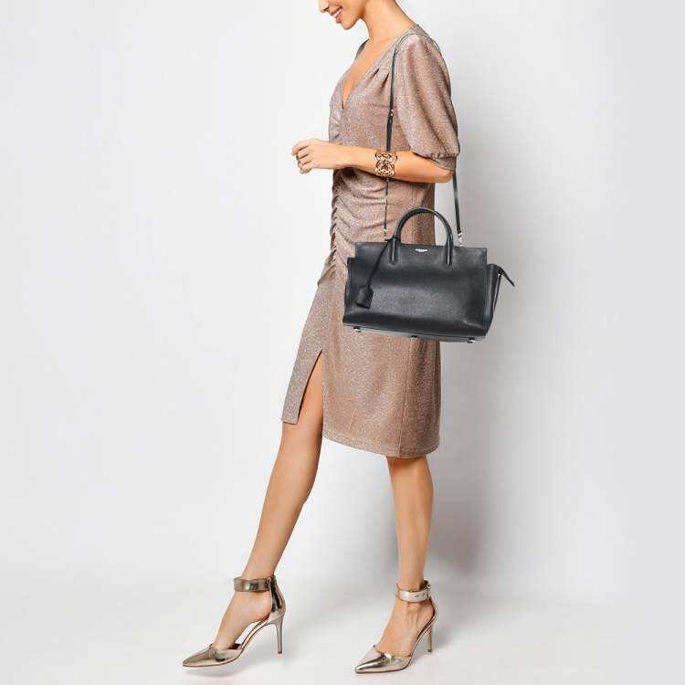Pre Owned Saint Laurent Black Leather Small Cabas Rive Gauche Tote