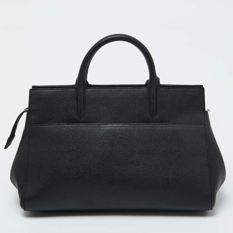 Pre Owned Saint Laurent Black Leather Small Cabas Rive Gauche Tote