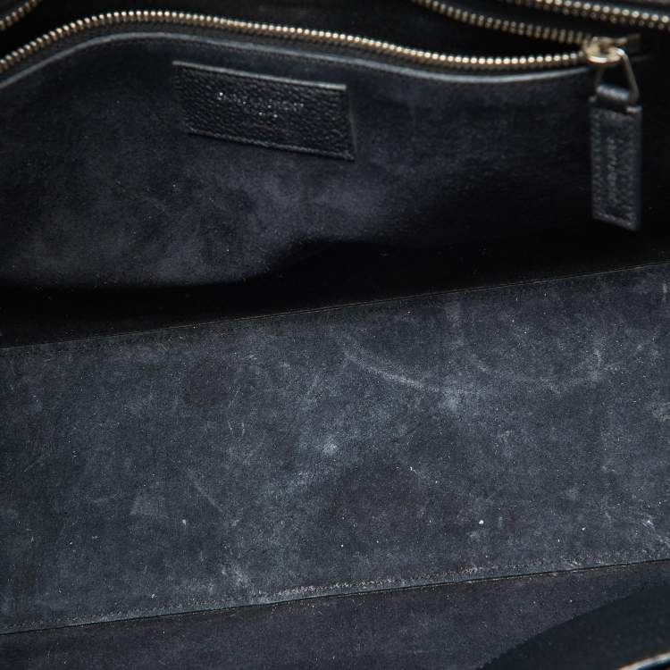 Pre Owned Saint Laurent Black Leather Small Cabas Rive Gauche Tote