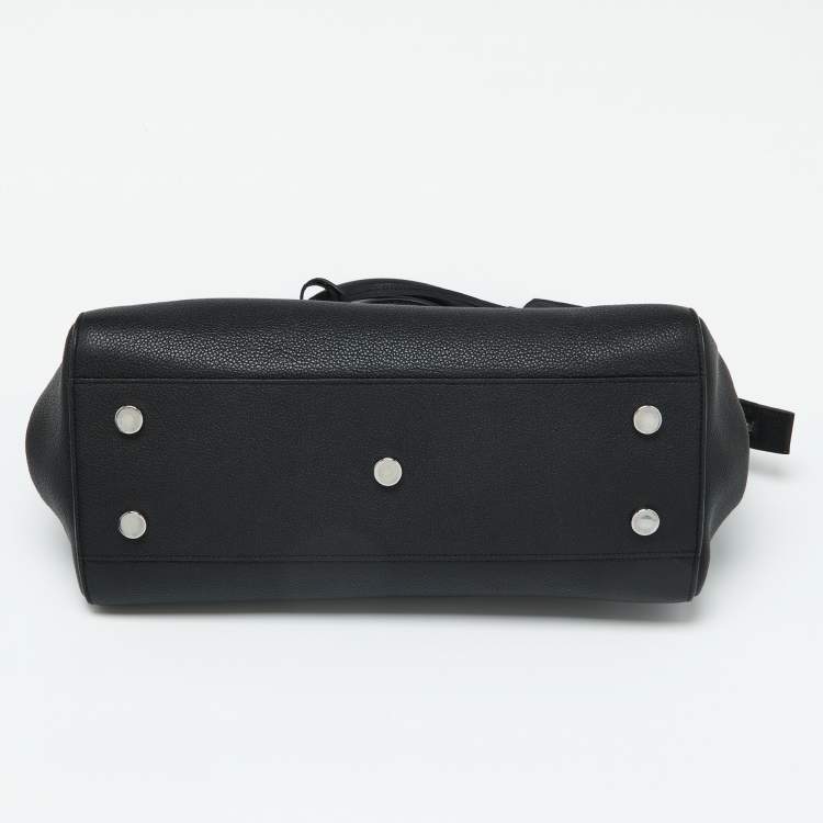 Pre Owned Saint Laurent Black Leather Small Cabas Rive Gauche Tote