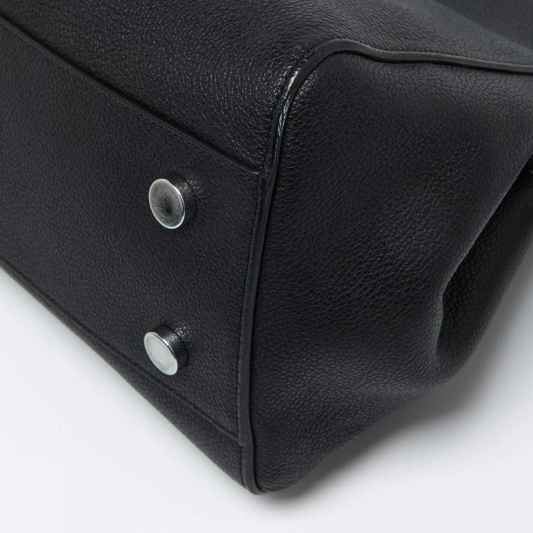 Pre Owned Saint Laurent Black Leather Small Cabas Rive Gauche Tote