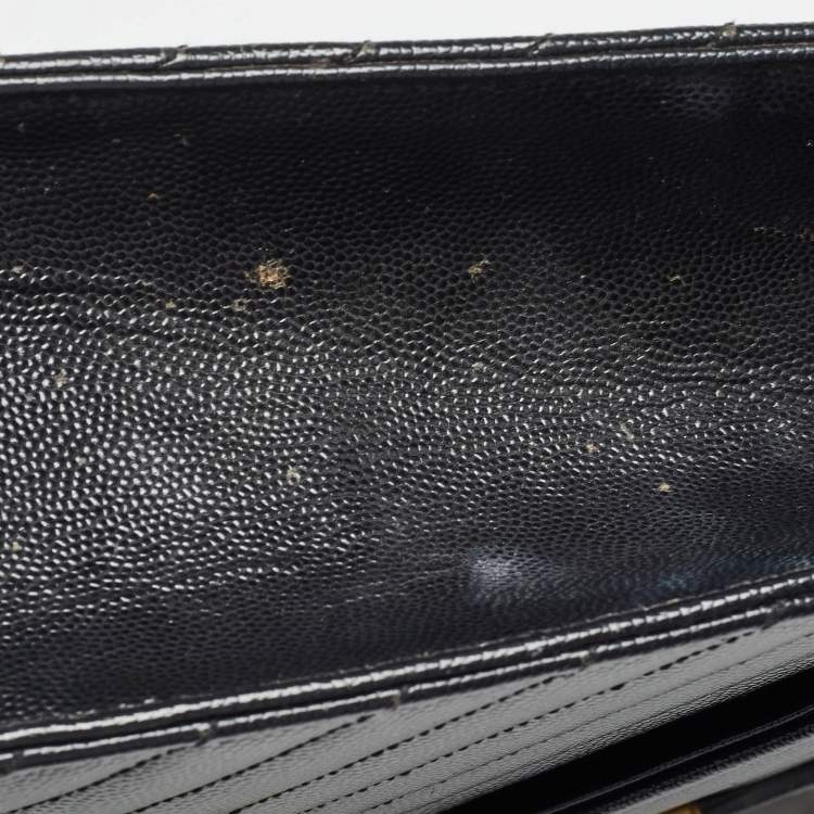 Pre Owned Saint Laurent Black Matelasse Leather Large Monogram Envelope Shoulder Bag