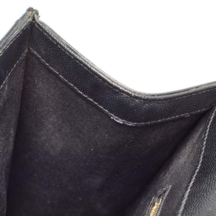 Pre Owned Saint Laurent Black Matelasse Leather Large Monogram Envelope Shoulder Bag