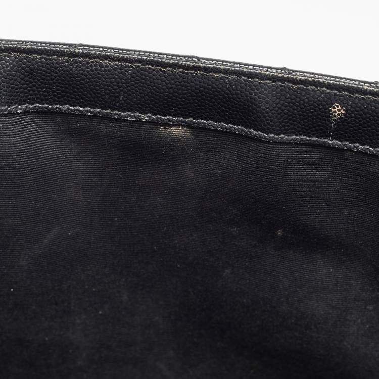 Pre Owned Saint Laurent Black Matelasse Leather Large Monogram Envelope Shoulder Bag