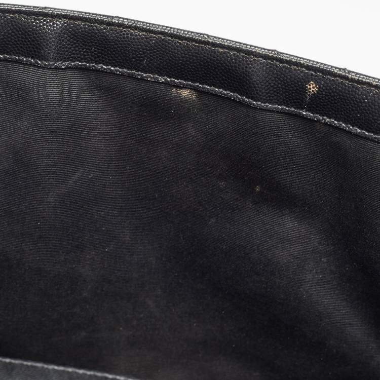 Pre Owned Saint Laurent Black Matelasse Leather Large Monogram Envelope Shoulder Bag