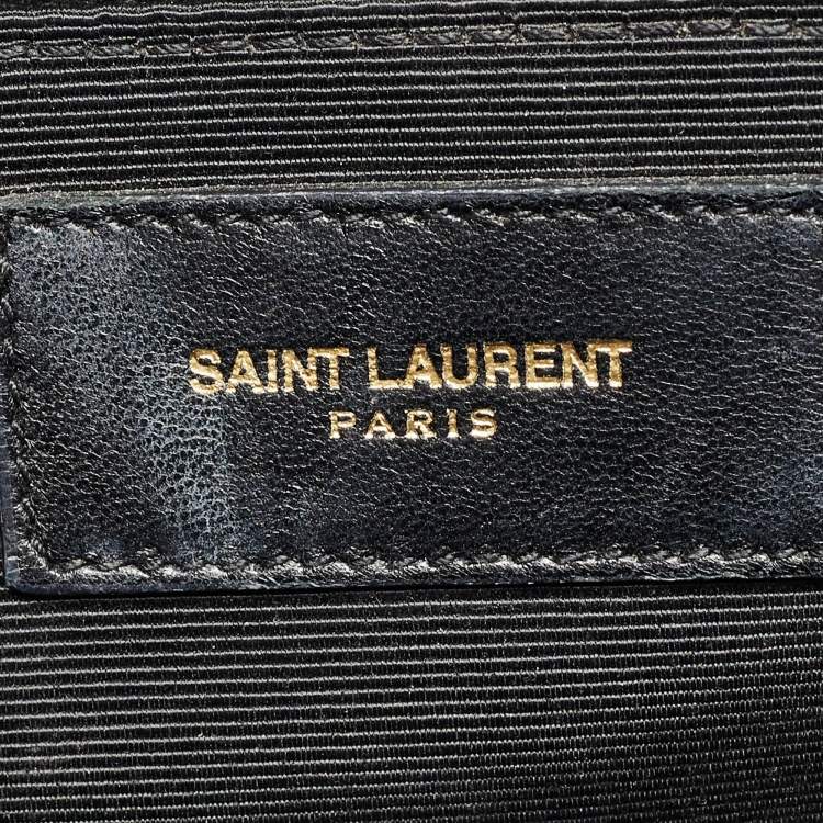 Pre Owned Saint Laurent Black Matelasse Leather Large Monogram Envelope Shoulder Bag