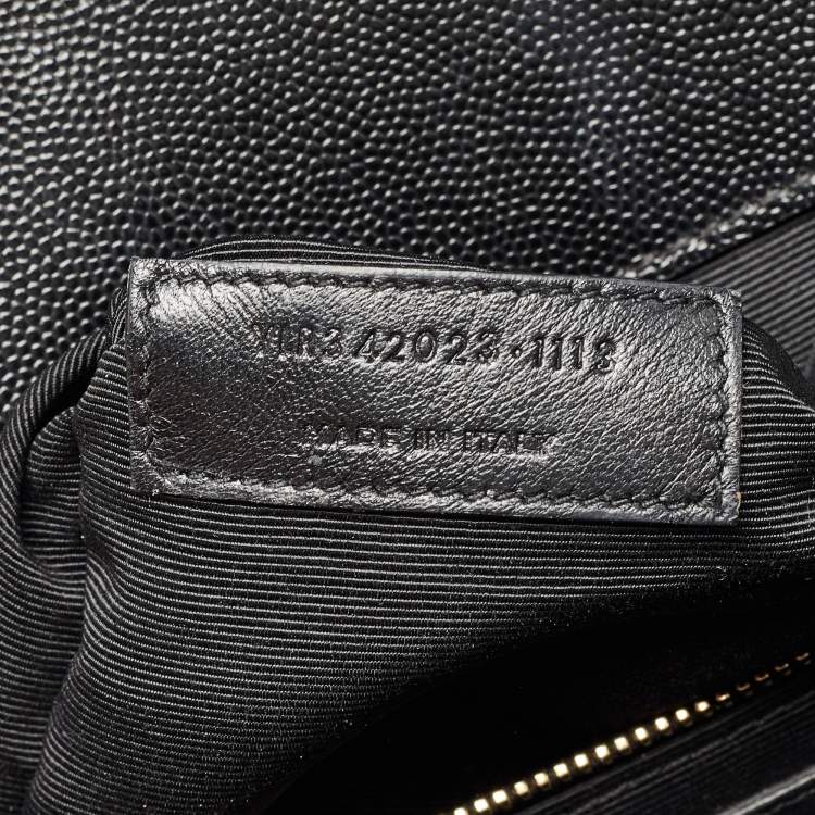 Pre Owned Saint Laurent Black Matelasse Leather Large Monogram Envelope Shoulder Bag