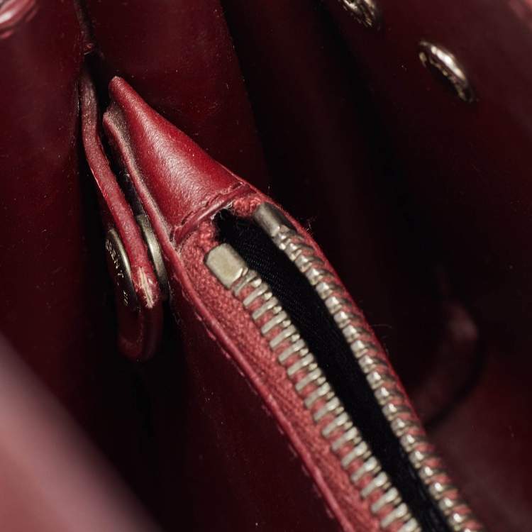 Pre Owned Saint Laurent Burgundy Croc Embossed Leather Baby Classic Sac De Jour Tote
