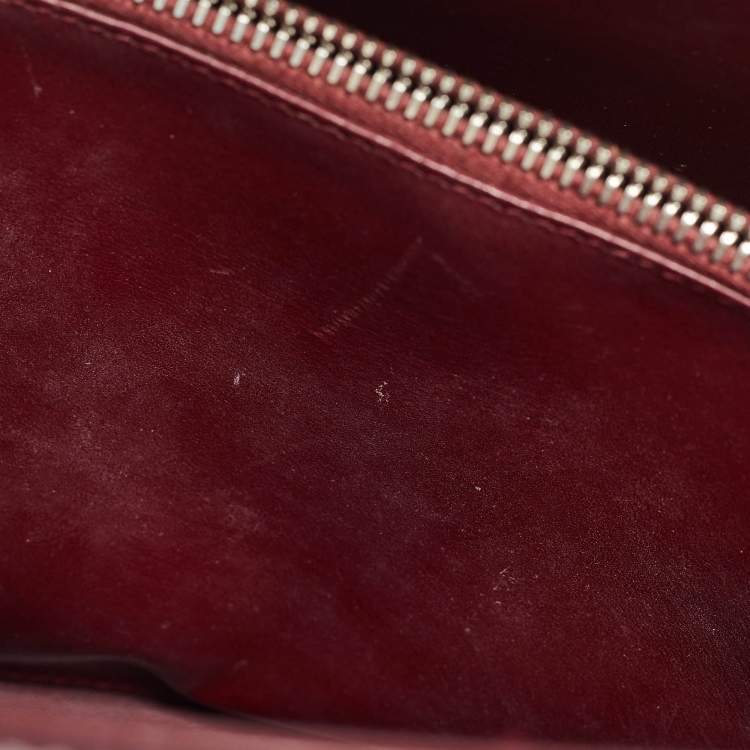 Pre Owned Saint Laurent Burgundy Croc Embossed Leather Baby Classic Sac De Jour Tote
