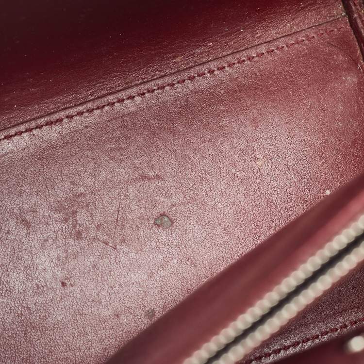 Pre Owned Saint Laurent Burgundy Croc Embossed Leather Baby Classic Sac De Jour Tote