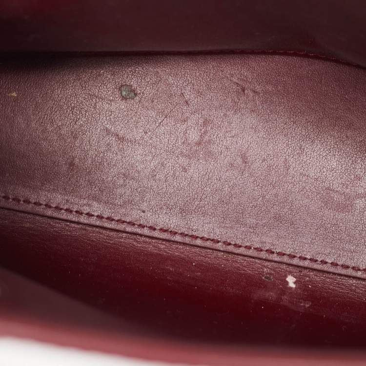 Pre Owned Saint Laurent Burgundy Croc Embossed Leather Baby Classic Sac De Jour Tote