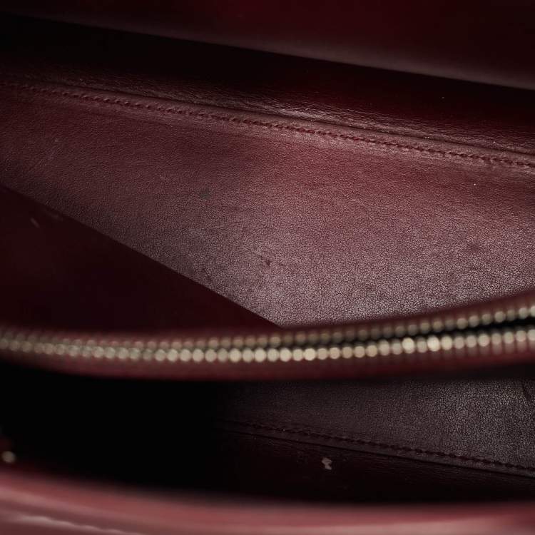 Pre Owned Saint Laurent Burgundy Croc Embossed Leather Baby Classic Sac De Jour Tote