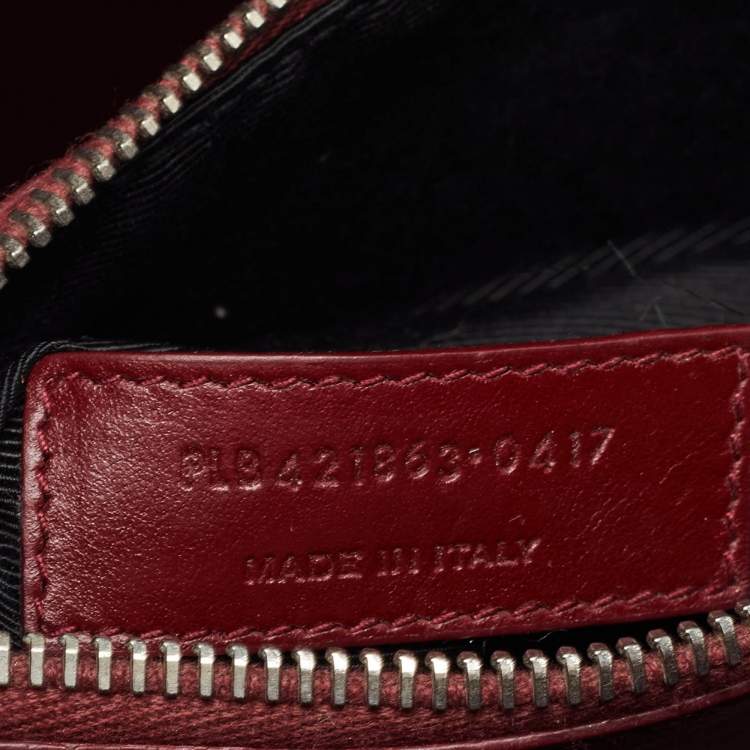Pre Owned Saint Laurent Burgundy Croc Embossed Leather Baby Classic Sac De Jour Tote